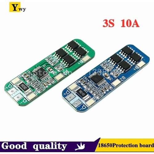 Three series of 12 v18650 lithium battery protection board 11.1 V to 12.6 V preventing overcharge discharge peak 10 a over-curre