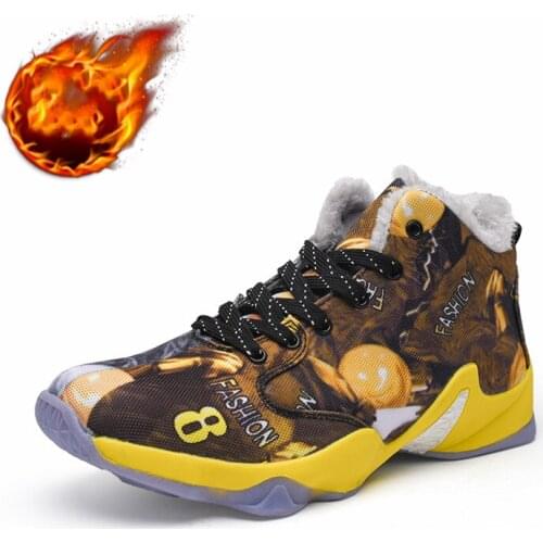 Unisex Winter Warm Plush Basketball Shoes Men Wearable Sports Trainers Male Gym Training Boots Athletic Sneakers for Women Flats