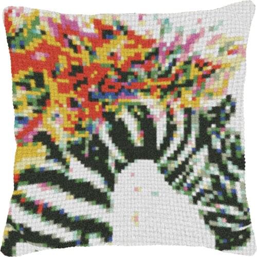 Latch Hook Cushion Yarn for Cushion Cover Animal horse Case Sofa Cushion Printed Canvas Home Decorative Pillow