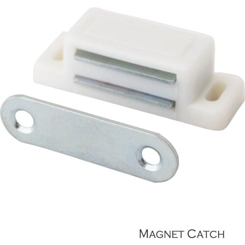 Cupboard Cabinet etc furniture Door Latch/Catch Closures white plastic highly magnet catch with metal plate and free screws