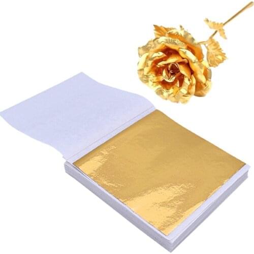 100pcs 8-14cm Art Craft Imitation Gold Silver Leaf Sheets Paper Gilding Metal Leaf Leaves Sheets DIY Crafts Party Decorations