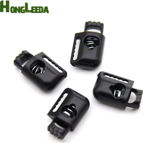 100pcs/lot HLD/K-149 black plastic ball cord lock toggles plastic spring stoppers for 1cm strips 7mm cord free shipping