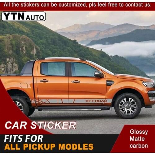 2 Pcs Side Door Waist Car Stickers Off Road Stripe Graphic Vinyl Car Decal Accessories For Ranger Hilux Triton All PICKUP Modles