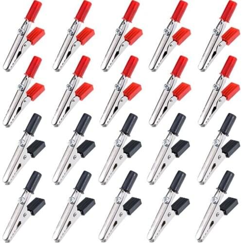 20 Pieces 45 mm Plastic Handle Metal Alligator Clips (Black and Red) CNIM Hot