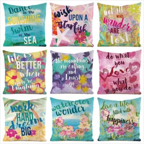 45cm*45cm **Happiness** Inimitated Silk Fabric Throw Pillow Covers Couch Cushion Cover Home Decorative Pillows Pillow Case