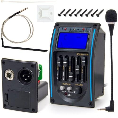 5 Band Acoustic Guitar Preamp EQ Equalizer Piezo Pickup Tuner Amplifier LCD Mic