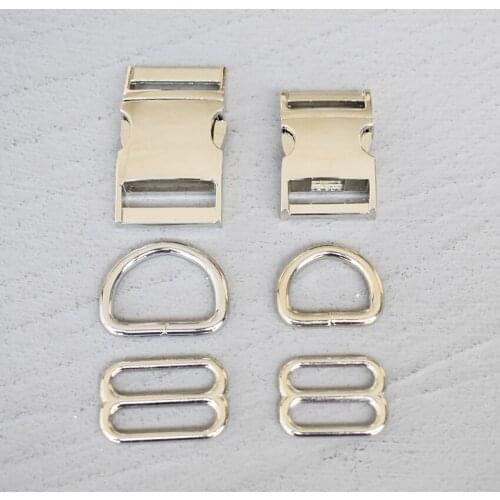 50 Sets 20/25mm Metal Hardware D Ring Belt Straps Slider Side Release Buckle Spring Hook For Dog Leash Harness Accessories 3s8