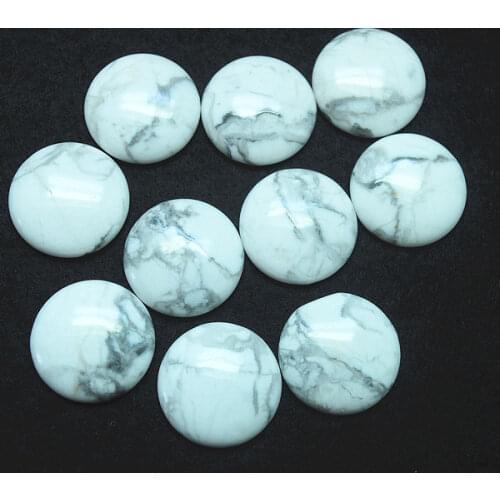 10pcs nature white turquoisee stone cabochons size 25mm round shape beads accessories and jewelry findings