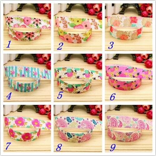 7/8'' Free shipping flowers printed grosgrain ribbon hairbow headwear party decoration diy wholesale OEM 22mm D264