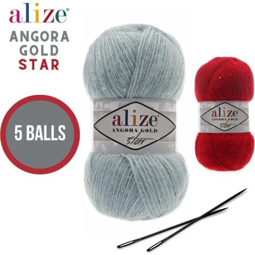 5 Balls Alize Angora Gold Star, Knitting Yarn, Acrylic Yarn, Wool Yarn, Hand Knitting, Crochet Yarn, Winter Yarn, Soft Yarn