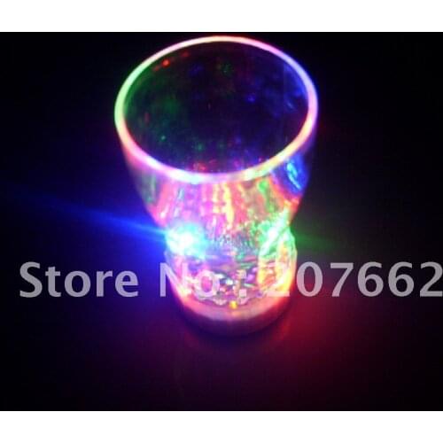 Free shipping 6pcs/lot 165ML/5.8OZ LED Auto-Light-Up Drink Flashing Acrylic Cola Beer Barware Glass Romantic Gifts