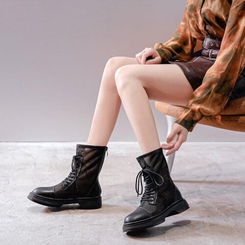 Martin Boot Girl summer thin block-soled hollow out sandals 2020 new versatile ankle boot mesh breathable boot girl