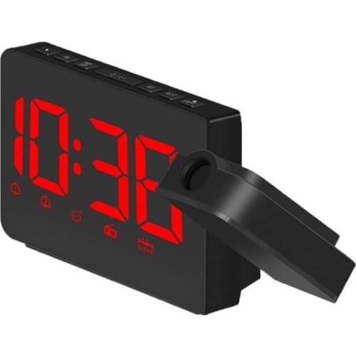 Alarm Clock ABS Radio Red Light FM Radio Digital Clock Novel Children Like Europe Projection Clock Bedroom Rectangle Cool Home