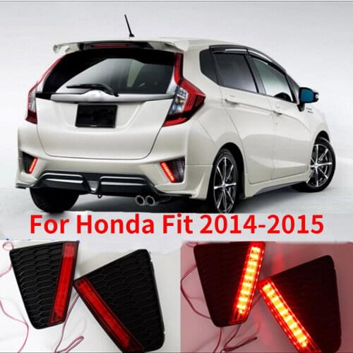 CAPQX 1Pair For Honda Fit 2014-2015 Rear Bumper LED Taillight Reflector Foglight Fog Light Brake Light Signal Warning Light Lamp