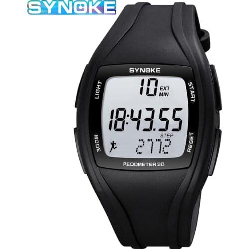 SYNOKE 9105 Sport Watch Men Pedometer 50M Waterproof Multifunction Digital Wristwatch PU Strap LED Mens Electronic Watch Mens