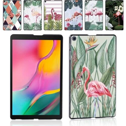 Case for Samsung Galaxy Tab A 10.1 2019 T510/T515 Flamingo Pattern Printed Plastic Tablet Hard Back Shell Cover + Free Stylus