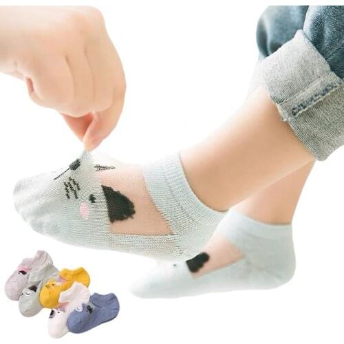 Childrens Socks Summer Super Thin Boys' Glass Stockings Girls' Transparent Crystal Stockings Baby Cartoon Socks