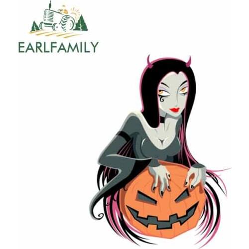 EARLFAMILY 13cm x 10.1cm for Hello Halloween Cartoon Car Stickers Vinyl JDM Bumper Trunk Truck Windshield Bumper Windows Decal