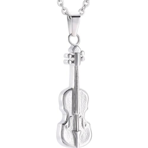 IJD7127 Guitar Cremation Urn Pendants For Ashes - 316l Stainless Steel Musical Instrument Keepsake Memorial Jewelry Necklace