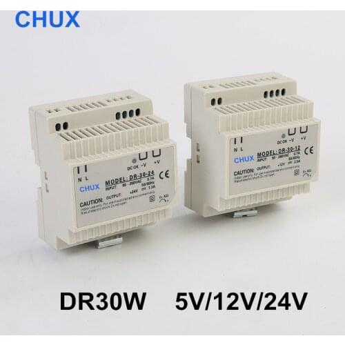 CHUX LED Din Rail type Switching Power Supply 24v 1.25a 30W Output Free Shipping Industrial Power supply