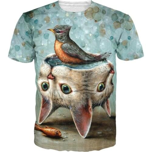 Creative Mens 3D Printed T-shirts Animal Bird And Cat Funny Style Tees Harajuku Unisex T Shirt Short Sleeve O-neck Summer Tops