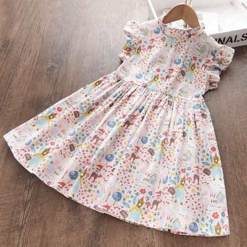 Summer Girl Clothing New Bow Sweet Princess Dress Baby Girl Mustard Yellow Dress Wedding Party Girl Knee Length Dress Costume