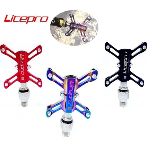 Brompton Quick Release Pedal Black Red Titanium-plating Aluminum Alloy Ultralight Hollow Folding Bike Bearing Pedal Litepro