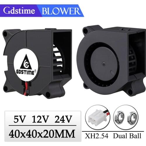 Gdstime DC 5V 12V 24V 40mmx20mm 40mm Axial Dual Ball Bearing Blower Fan 40x20mm 4cm Mini 3D Printer Turbo Blower Cooling Fan