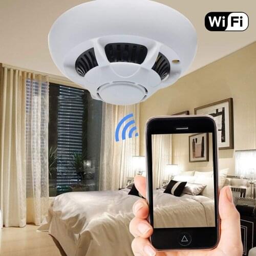 Hiden Smoke Alarm Design Mini Wifi Camera Home Hotel Ceiling HD 1080P Wireless IP Camera Motion Detection Surveillance Remote