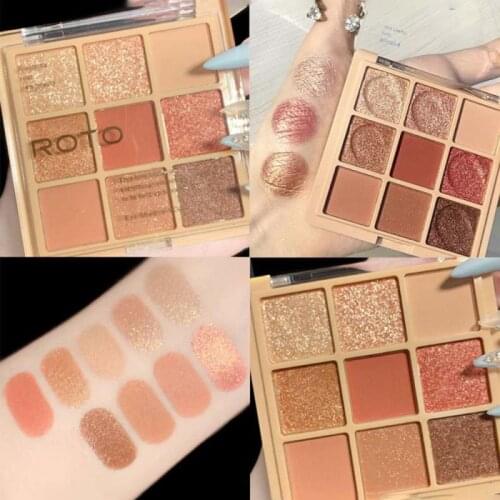 Fashion Eyeshadow Palette 9 Colors Matte Eye Shadow Palette Glitter Eyeshadow Nude Make Up Set Long-lasting Effect TSLM1