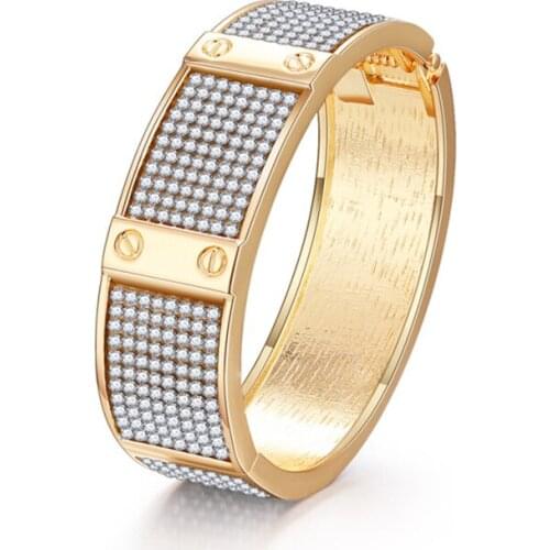 Fashion Bangles For Women Minimalism luxury Full Crystal Bangles Bracelet Alloy Bangle Jewelry