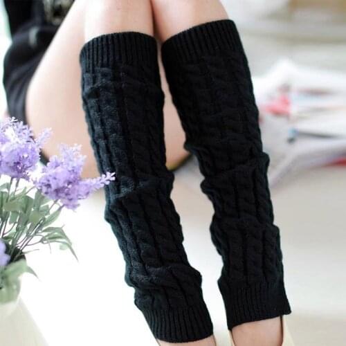 Fashion Women Leg Warmers Socks Comfortable Winter Keep Warm Knitted Leg Warmers Socks High Quality Black Long Leg Warmers