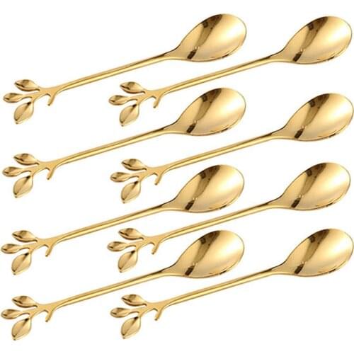 Ice-Cream Tea Stirring Spoons Retro Dessert Demitasse Espresso Spoons Cutlery Kitchen Tableware 1 Set of 8 Pieces
