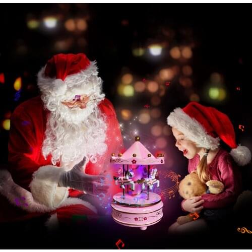Carousel Music Box 2 Colors LED Light Color Changing Musical Toy Christmas Gifts Birthday Presents for Girls KidsChildren Friend