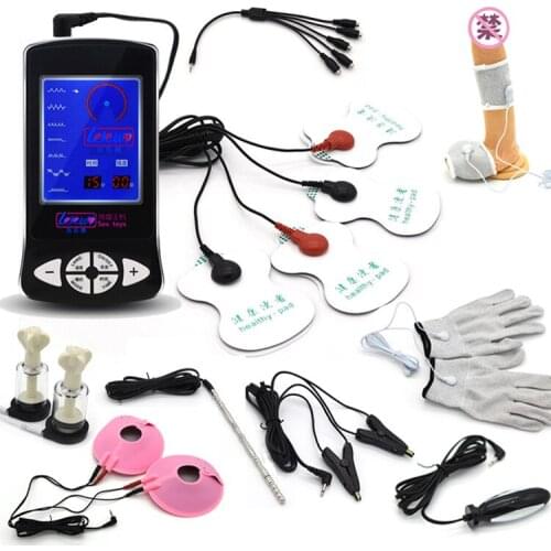 Electric Shock Kit Breast Massage Anal Plug,Nipple Suckers,Nipple Pads,Penis Ring Medical Themed Sex Toys For Couples