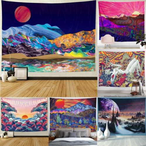 Starry Night Galaxy pattern Psychedelic Tapestry Wall Hanging Indian Mandala Hippie Tapestry Boho Wall Cloth Decor