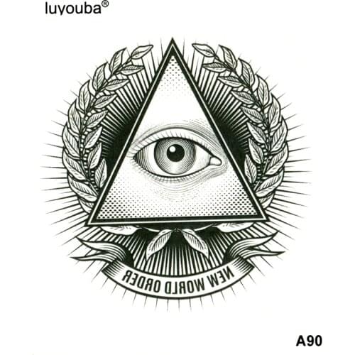 Eyes New World Order Waterproof Temporary Tattoos Men Tatuajes Temporales Glitter Tattoo Sleeve Tatoo Henna Tatuagem Art Tattoo