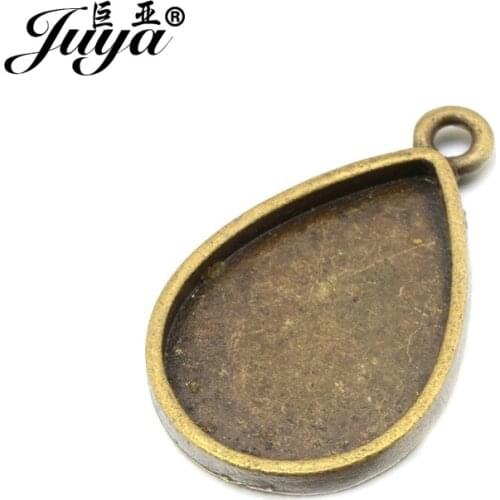 6pcs 18*25mm Zinc Alloy Drop shape Cabochon Base bezel Setting Pendants For Bracelet Necklace DIY Jewelry Making Accessories