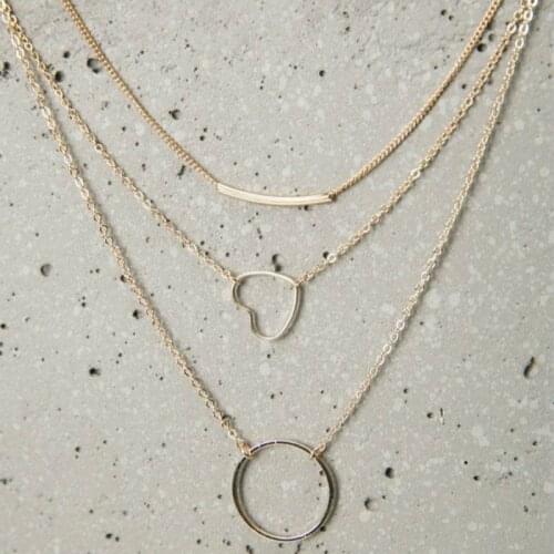 New Fashion Necklace Jewelry Womens Multi-layer Love Necklace Combination Accessories Punk Statement Necklace Gifts For Women