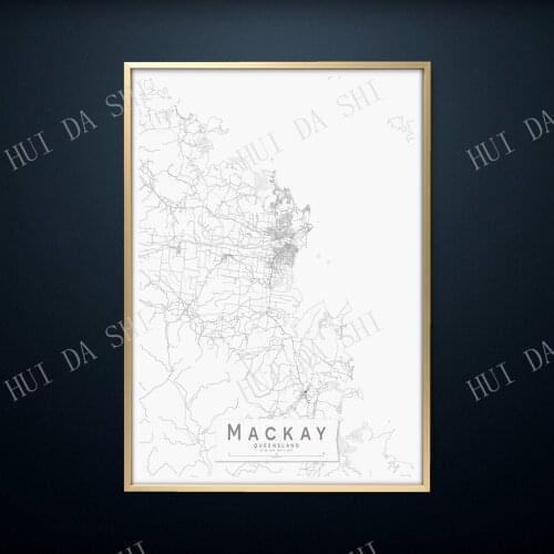 MACKAY Map Print | Black & White Australia City Map Print | Mono Wall Art Poster | Minimalistic Wall decor