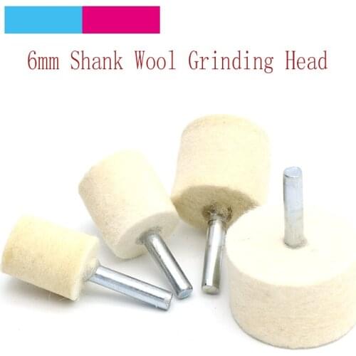 5pcs Wool Felt Polishing Buffing Wheel Grinding Head 20-40mm Polishing Pad 6mm Shank For Jewelry Metals Rotary Tools Accessories