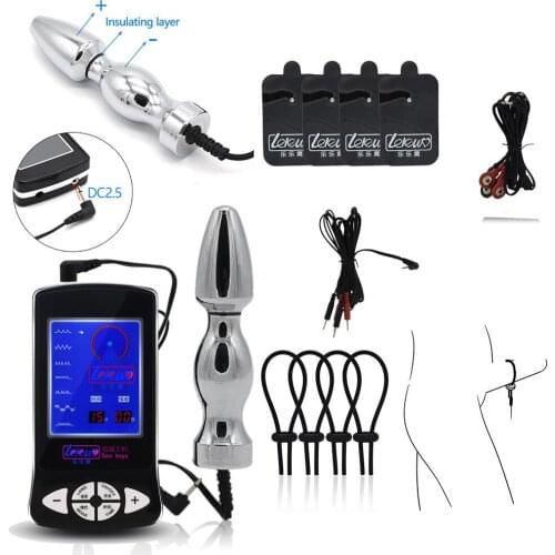 Electric Shock Penis Therapy Sex Toy Prostata Massage Metal Anal Plug Adult Games SM Player Sex Products Sex Shop