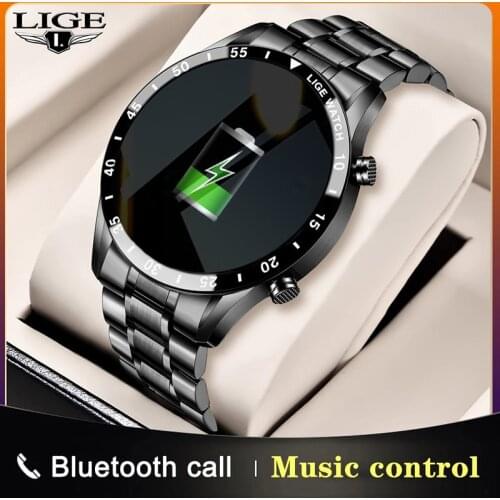 LIGE 2021 fashion Full circle touch screen Smart watches mens Waterproof sport Fitness watch for Bluetooth call Smart Watch men