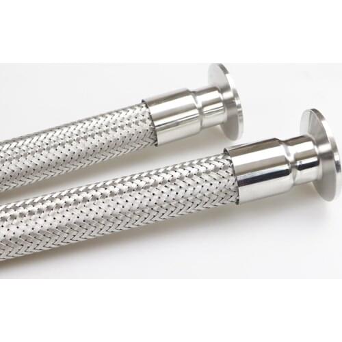 19/25/32/38/45mm Pipe OD x 1.5" 2" Tri Clamp 304 Stainless Steel Braided Soft Tube Bellow For Homebrew 500 700 1000 1500 2000mm