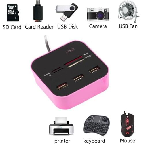 USB HUB Combo All In One USB 2.0 Micro SD High Speed Card Reader 3 Ports Adapter Connector for Tablet PC Computer Laptop