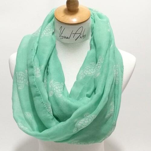 Visual Axles Sealife Loop Scarf Kids Winter Cute Turtle Print Soft Viscose Snood Infinity Scarves 2020 180*90cm SFC063
