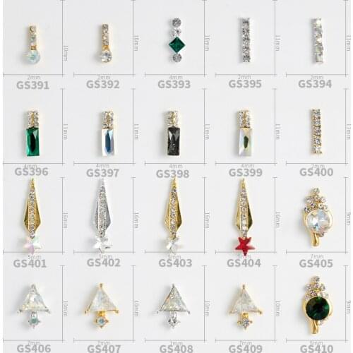 20pcs New Nail Supplies Accessories Long Drill Five-pointed Star Triangle Rectangular Alloy Rhinestone DIY Nail Decoration