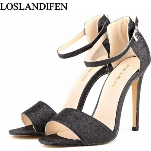 2020 Fashion PU Leather Women Heel Shoes Sexy High Heels Open Toe Sandals For Nightclub Elegant OL Style Shoes NLK-A0060