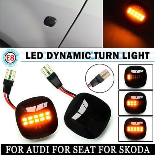 2X Dynamic LED Side Marker Turn Signal Light Indicator For Skoda Fabia Octavia Superb Roomster SEAT Cordoba Ibiza AUDI A3 A4