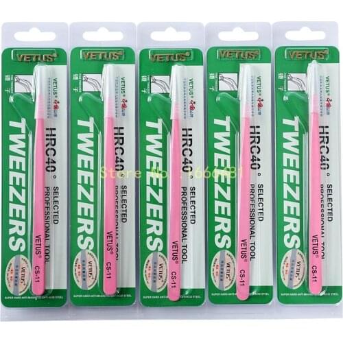 5pcs/lot Vetus Pink Tweezsers CS-11 Eyelash Extension Tweezers Free Shipping